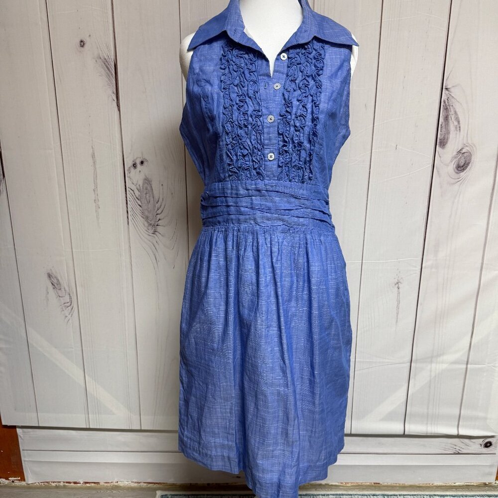 Lilly Pulitzer Essie Dress Size 10 Sleeveless, Ruffles, Blue Style 17183 EUC!!!